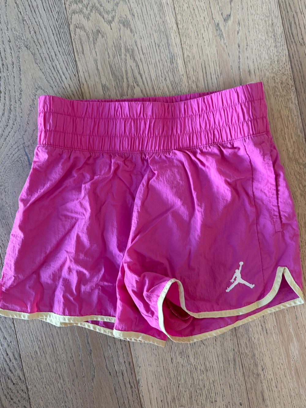 Jordan high waisted shorts, pink, yellow large